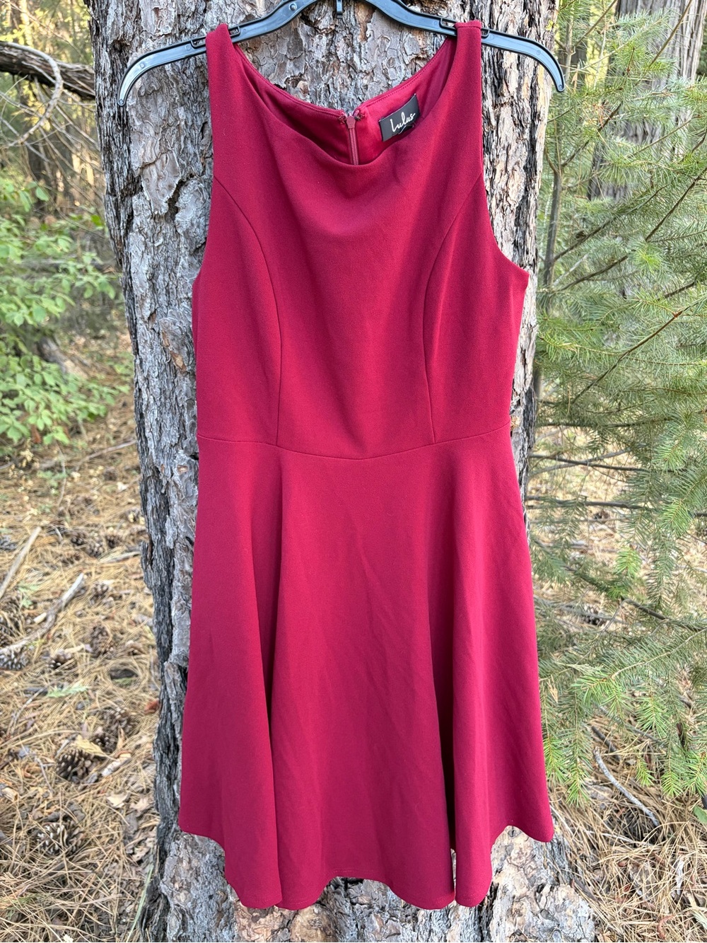 Lulu's Sleeveless Fit-and-Flare Dress in Burgundy